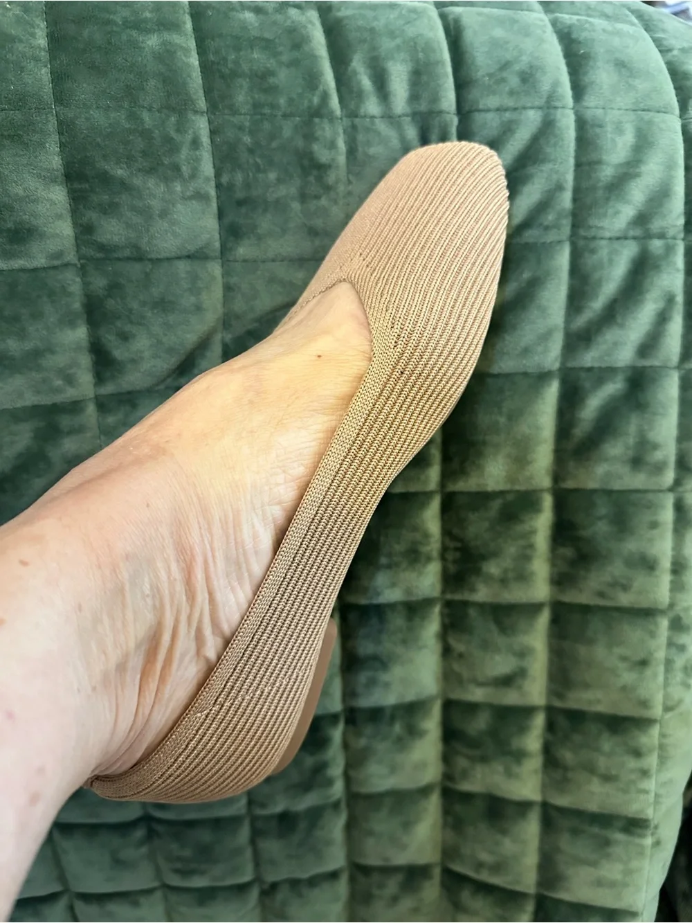Comfort Knit Ballet Flats in Deep Tan (Nutmeg), made with sustainable materials.